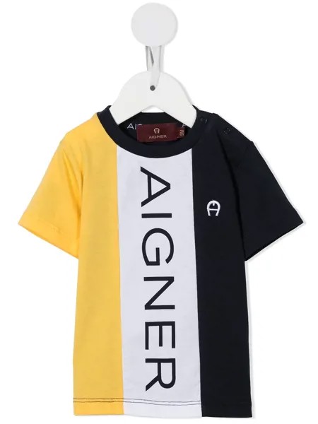 Aigner Kids футболка в стиле колор-блок с логотипом