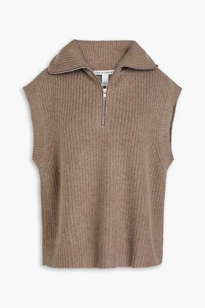 Жилет с полумолнией в рубчик Autumn Cashmere, светло-коричневый
