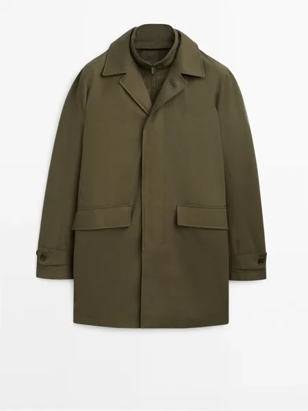 Куртка Massimo Dutti Cotton With Removable Interior, темный хаки