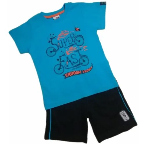Комплект одежды Без бренда, футболка и шорты, спортивный стиль, размер 104-110, голубой