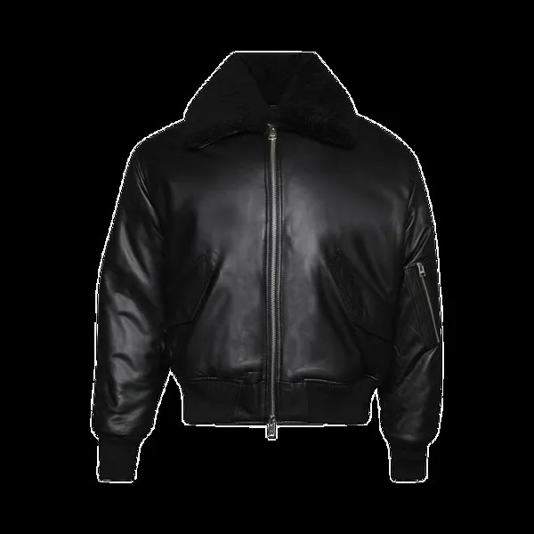 Куртка Ami Leather Bomber 'Black', черный