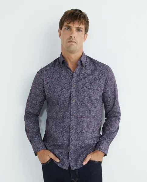 Мужская рубашка с длинным рукавом с принтом Exigency, фиолетовый
