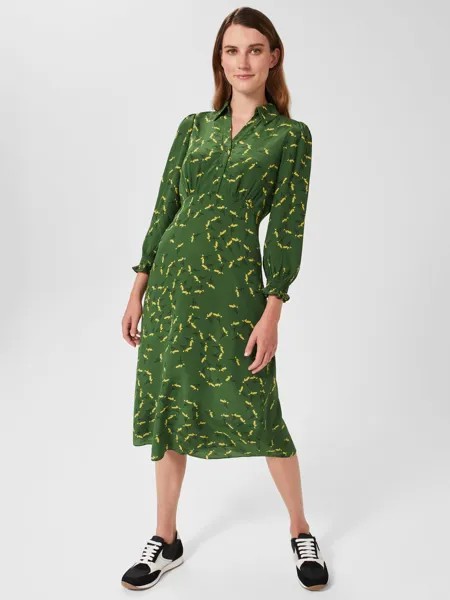 Платье миди с цветочным принтом Hobbs Ariel, зеленое