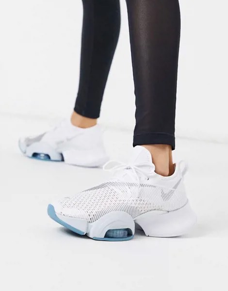 Кроссовки белого/серебристого цвета Nike Training Air Zoom SuperRep-Белый