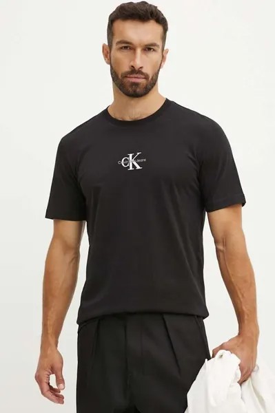 Хлопковая футболка Calvin Klein Jeans, черный