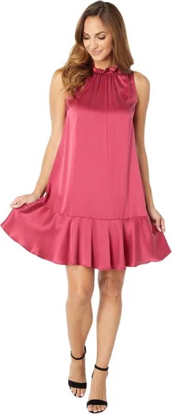 Шелковое платье с воланами по подолу Badgley Mischka, цвет Berry