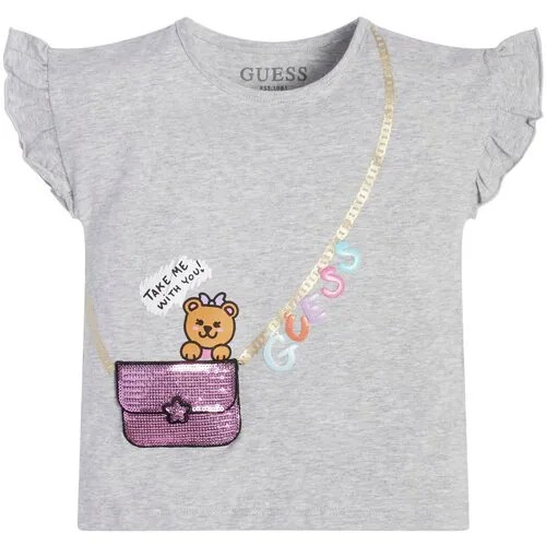 Футболка GUESS, хлопок, размер 5, серый
