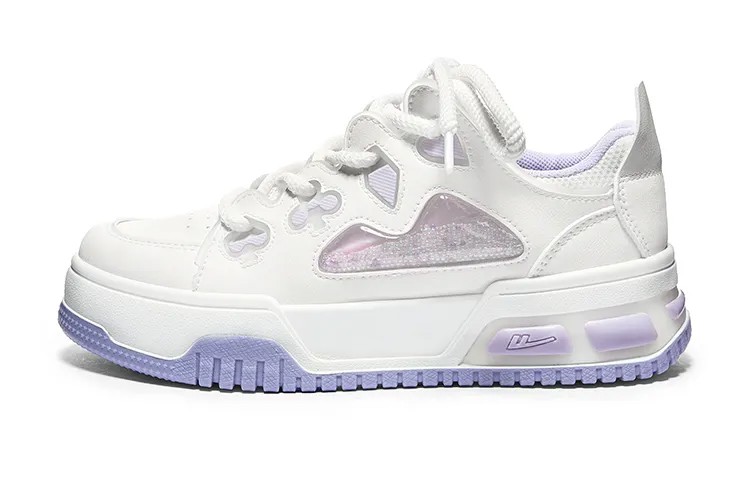 Кроссовки WARRIOR Skateboarding Shoes Women's Low-top Sail/Coconut Milk/Platinum Violet, белый/фиолетовый