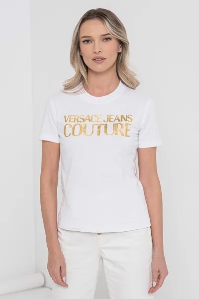 Хлопковая футболка с логотипом Versace Jeans Couture, желтый