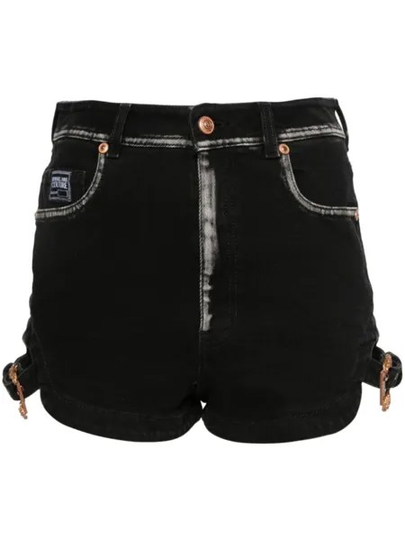 Versace Jeans Couture джинсовые шорты с гравировкой, черный
