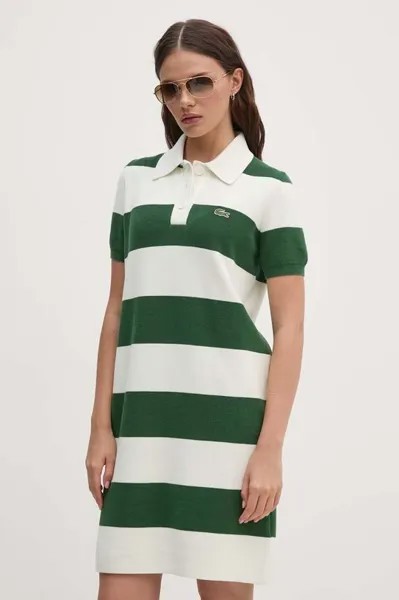 Хлопковое платье Lacoste, зеленый
