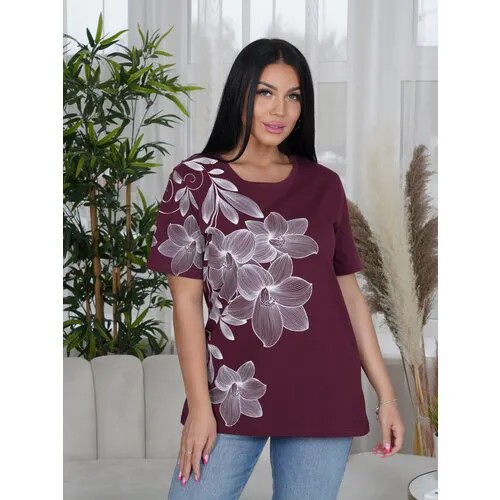 Футболка LOVETEX.STORE, размер 52, бордовый