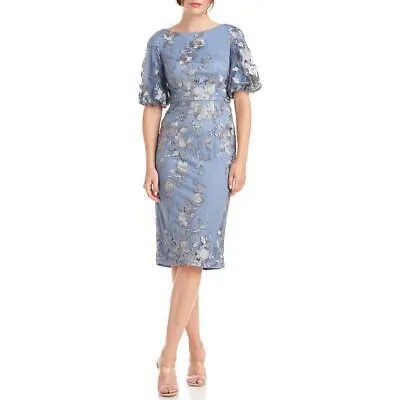 JS Collections Женское синее коктейльное и вечернее платье с вышивкой 12 BHFO 3687