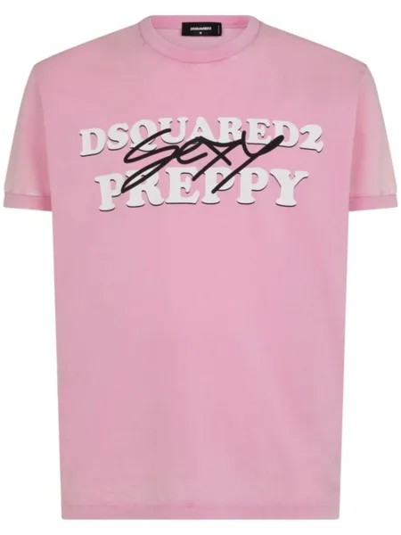 Dsquared2 logo-print cotton T-shirt, розовый
