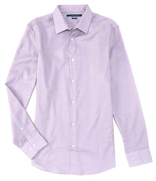 Однотонная водоотталкивающая тканая рубашка с длинными рукавами Perry Ellis, однотонная, устойчивая к морщинам, с длинными рукавами, фиолетовый