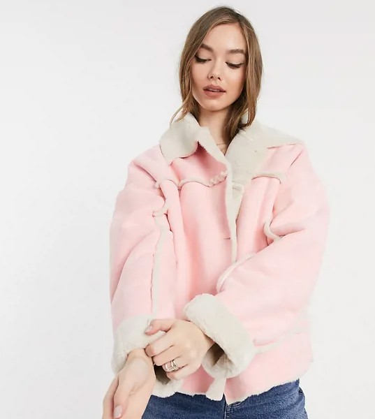 Розовая куртка из искусственной овчины Reclaimed Vintage Inspired-Розовый цвет