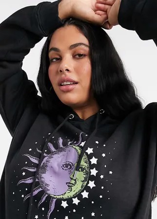 Oversized-худи с принтом Daisy Street Plus-Черный