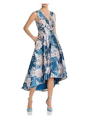 Женское платье миди без рукавов ELIZA J на бирюзовой подкладке с расклешенным краем 4