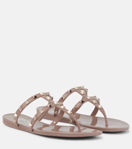 Сандалии Rockstud с ремешками из ПВХ Valentino Garavani, бежевый