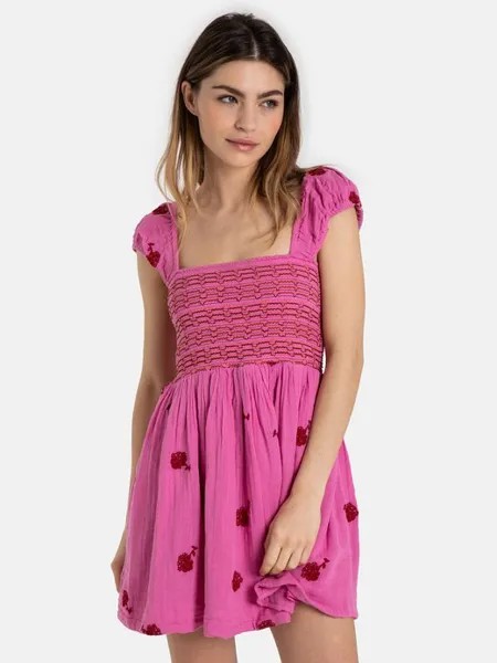 Мини-Платье тори с вышивкой Free People, розовый