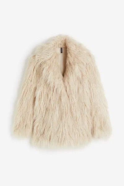 Пальто H&M Fluffy, светло-бежевый