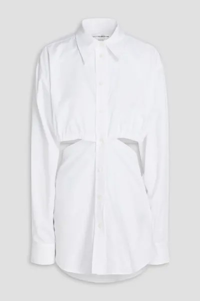 Рубашка из хлопкового поплина со сборками и вырезами Victoria Beckham, белый