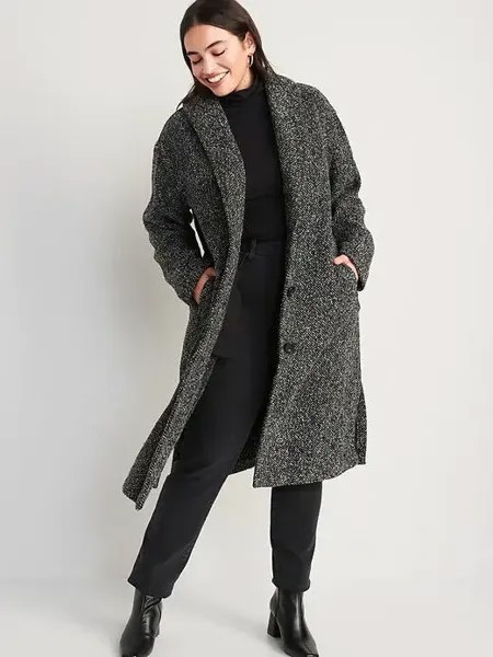 Свободное текстурированное пальто Old Navy, темно-серое полосатое, размер XXL