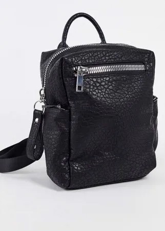Черный рюкзак с зернистой фактурой и крупными молниями ASOS DESIGN-Черный цвет