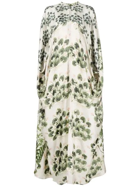 Biyan leaf-print silk coat