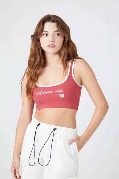 Бюстгальтер без косточек с вышивкой Athletics Dept Forever 21, красный