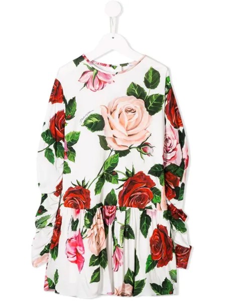 Dolce & Gabbana Kids платье с принтом роз