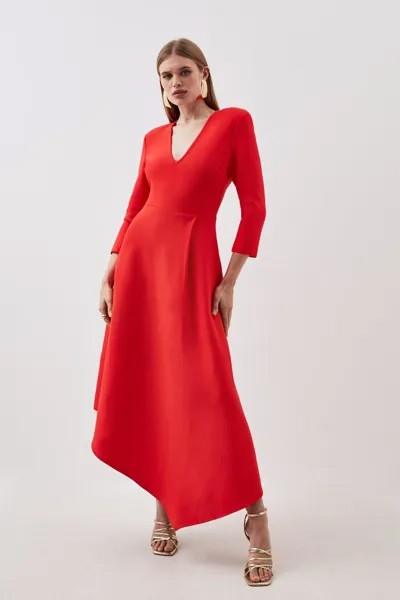 Вязаное асимметричное платье мидакси с поясом и повязкой на фигуру Karen Millen, красный