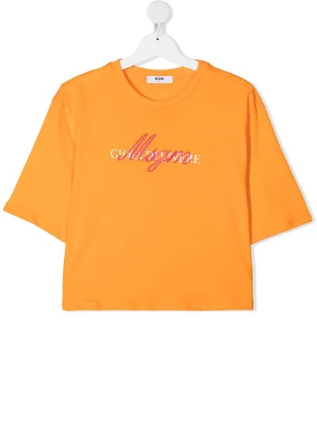 Msgm Kids футболка с графичным принтом и блестками