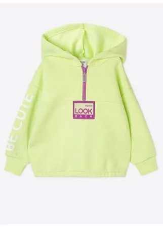 Салатовое худи oversize с принтом Be cute для девочки Gloria Jeans, размер 5-6л/116 (30)
