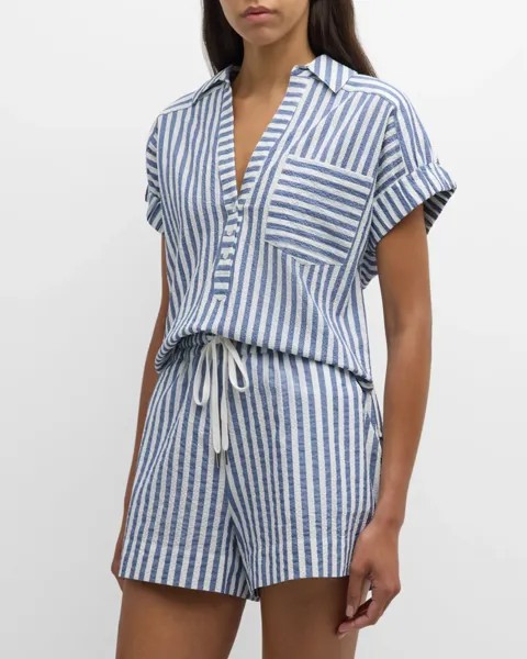 Топ с короткими рукавами в полоску Almera Veronica Beard, цвет Whiteblue Stripe