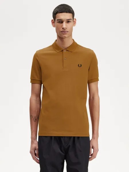 Простая рубашка-поло стандартного кроя Fred Perry, темная карамель