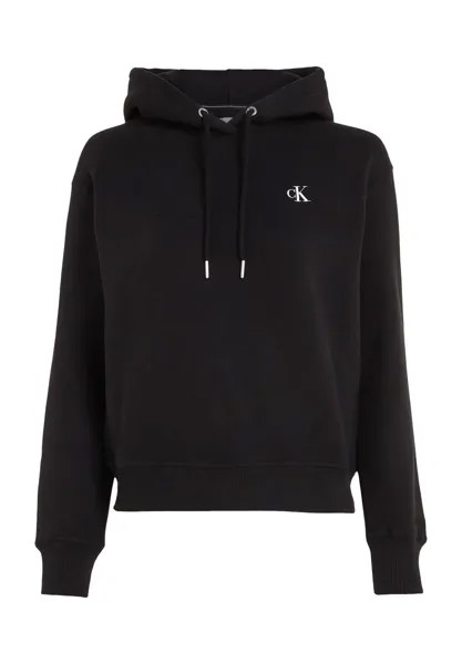 Худи, капюшон, вышивка логотипа, для женщин Calvin Klein Jeans, черный