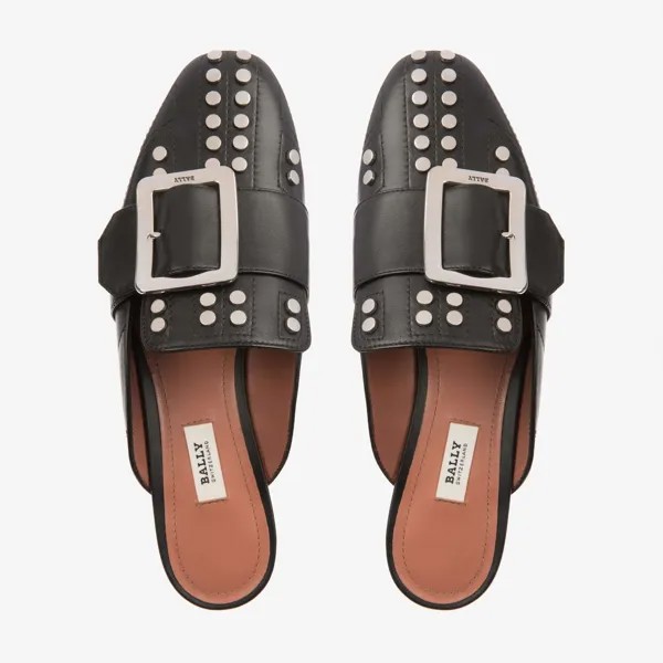 Женские черные кожаные сабо Bally Janesse 6222759 с шипами, мультиколор