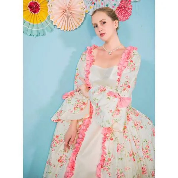 Cosplaydiy Rococo, колониальные, грузинские, 18-е дневное женское Цветочное платье Rococo L920