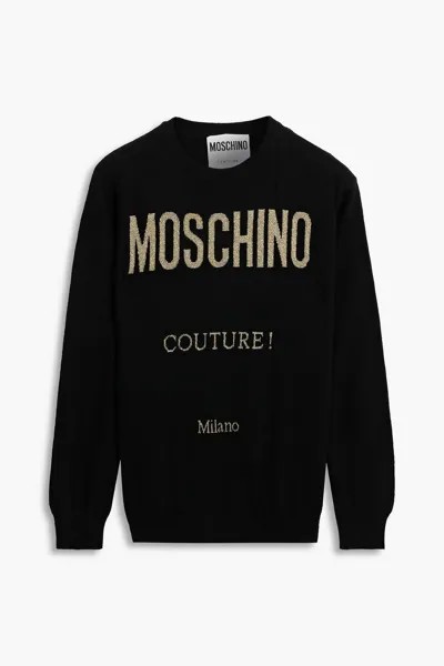 Свитер металлизированной жаккардовой вязки из смесовой шерсти MOSCHINO, черный