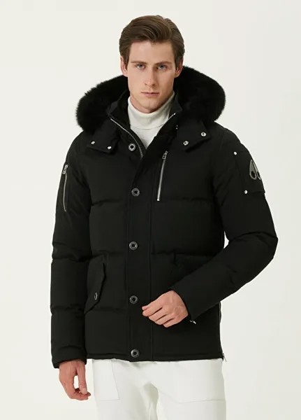 Черное пальто с капюшоном Moose Knuckles
