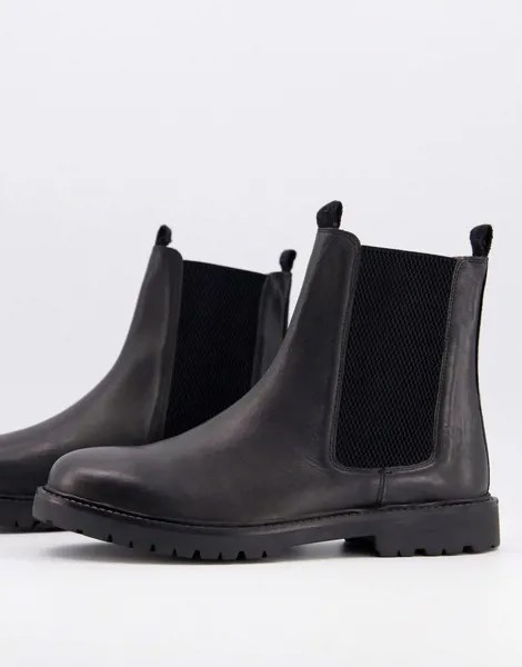 Черные кожаные ботинки челси H by Hudson-Черный
