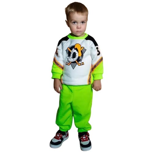 Костюм kidsroom для мальчиков, худи и брюки, размер 80, белый, зеленый