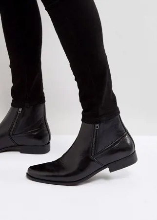 Черные ботинки челси из искусственной кожи с молниями ASOS DESIGN-Черный