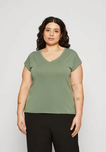 Базовая футболка VMFILLI V NECK TEE Vero Moda Curve, зеленый