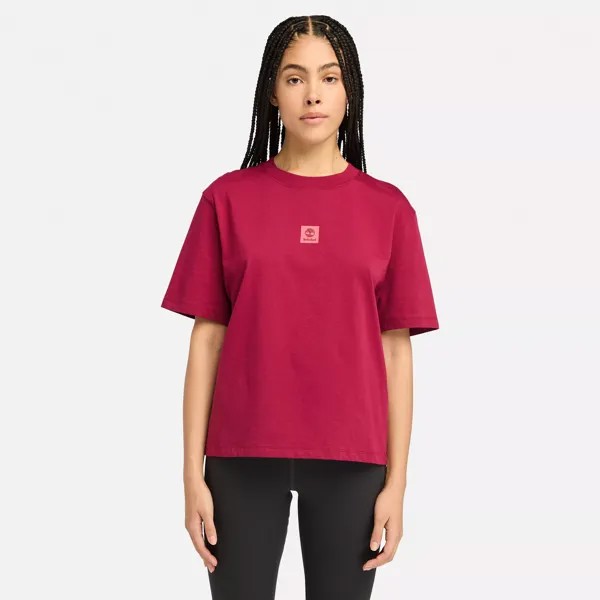 Женская укороченная футболка с коротким рукавом и мини-логотипом Timberland, цвет Dark Pink