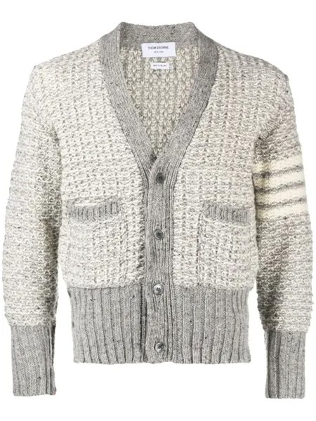 Thom Browne меланжевый кардиган с полосками 4-Bar, серый