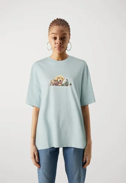 Футболка с принтом Jordoggy Tee Crew Neck Unisex Jack & Jones, нежно-голубая