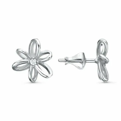 Серьги Красная Пресня, серебро, 925 проба, фианит, длина 1.3 см, серебряный