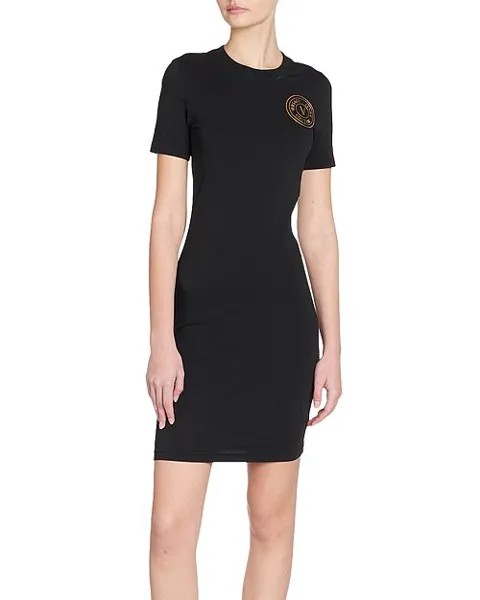 Платье-футболка из хлопкового джерси с логотипом Versace Jeans Couture, цвет Black